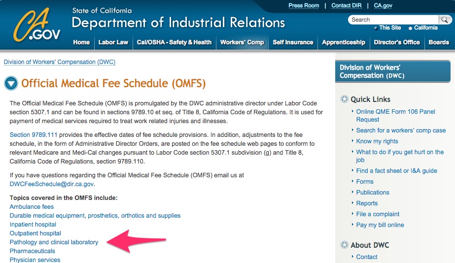 DWC OMFS - Official Medical Fee Schedule