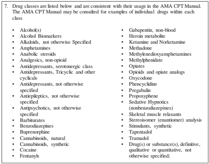 Drug classes from AMA CPT Manual