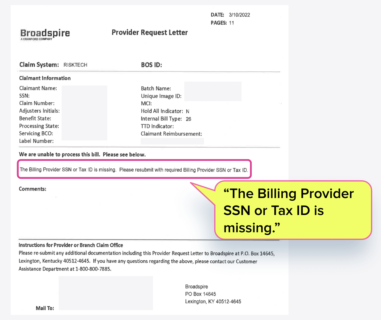 Broadspire’s Confusing, Erroneous Letters to Providers daisyBill